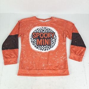 🛍Spooky Mini Girls 4XL or 10/12 Orange And Black Sequin Top C9